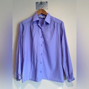 VTG Lanvin Paris NY Blouse Purple Lilac ILGWU Union Made Sz 10 Retro 70s Office